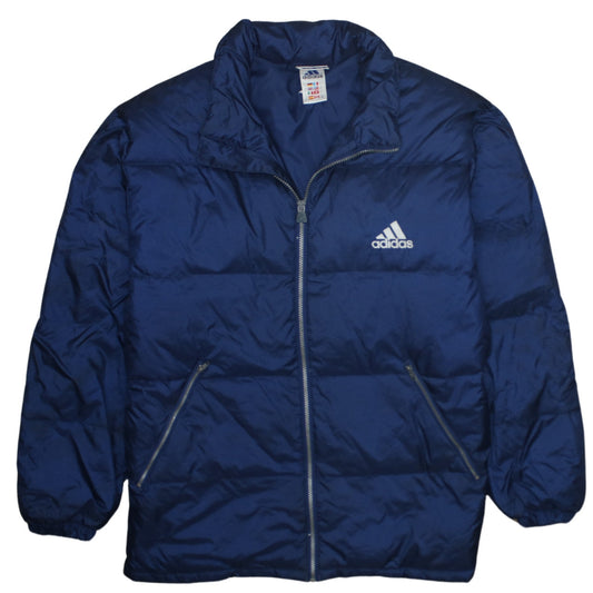 Adidas Men Blue Puffer Jacket M Regular Fit Winter Zip Coat