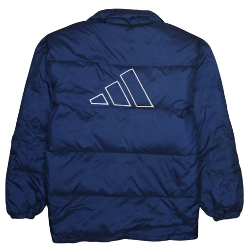 Adidas Men Blue Puffer Jacket M Regular Fit Winter Zip Coat
