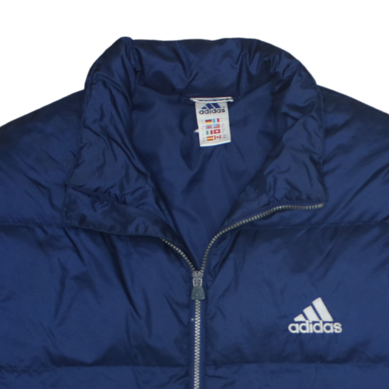 Adidas Men Blue Puffer Jacket M Regular Fit Winter Zip Coat