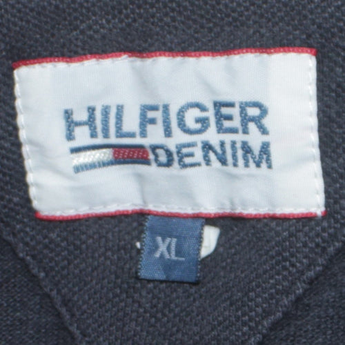 Tommy Hilfiger Men's Black Polo Shirt XL Cotton Classic Style