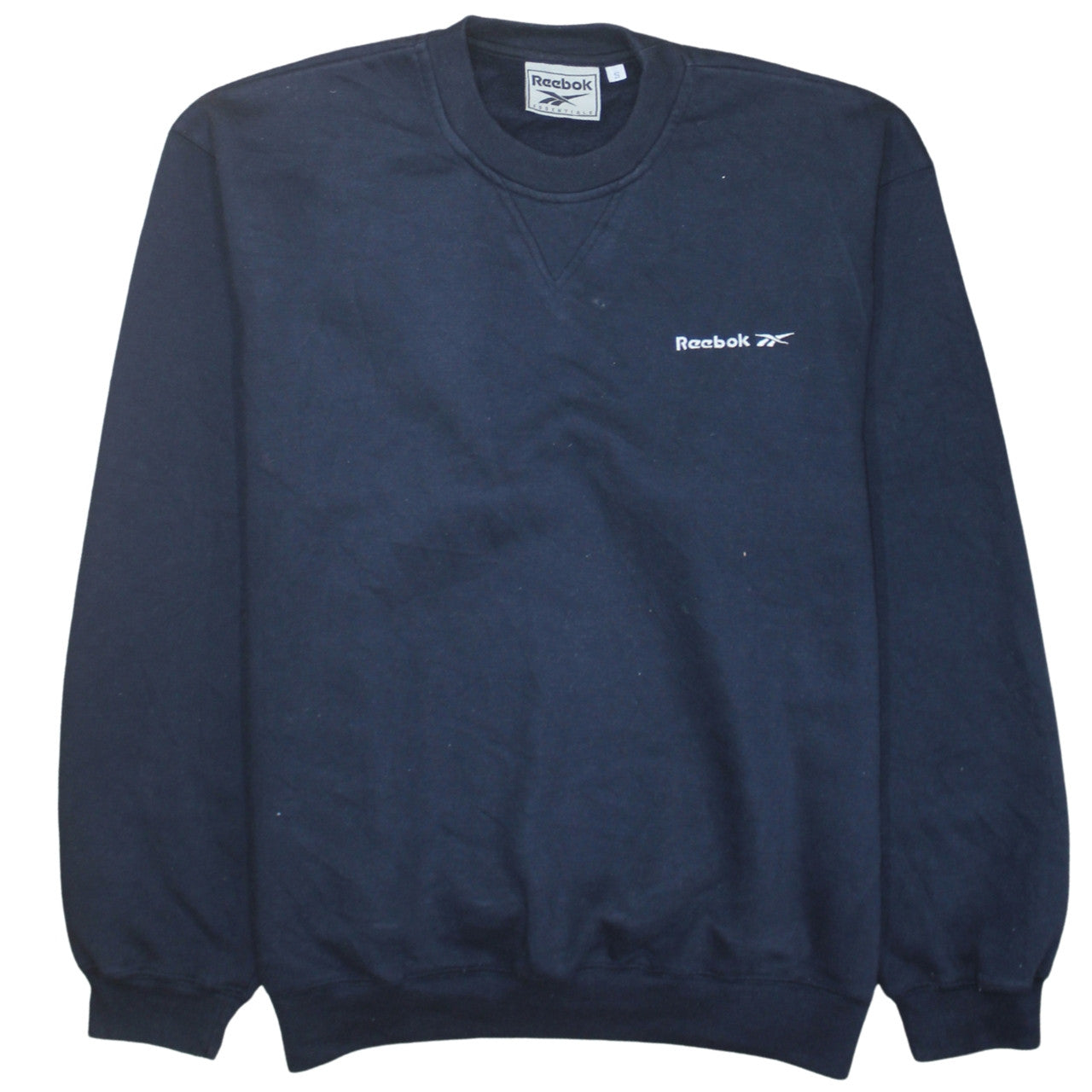 Reebok Men's Blue Pullover Sweatshirt Small Crew Neck Logo Fleece