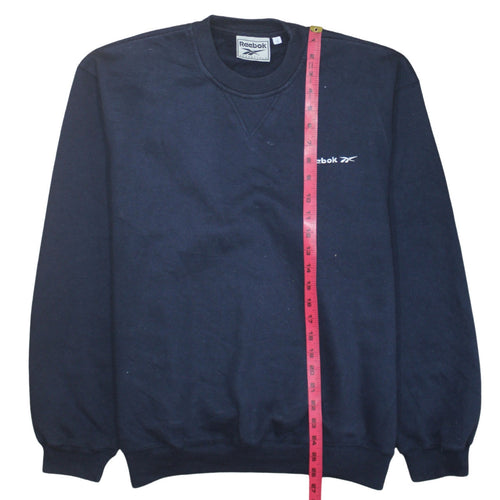 Reebok Men's Blue Pullover Sweatshirt Small Crew Neck Logo Fleece