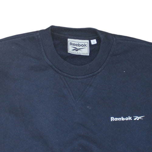 Reebok Men's Blue Pullover Sweatshirt Small Crew Neck Logo Fleece