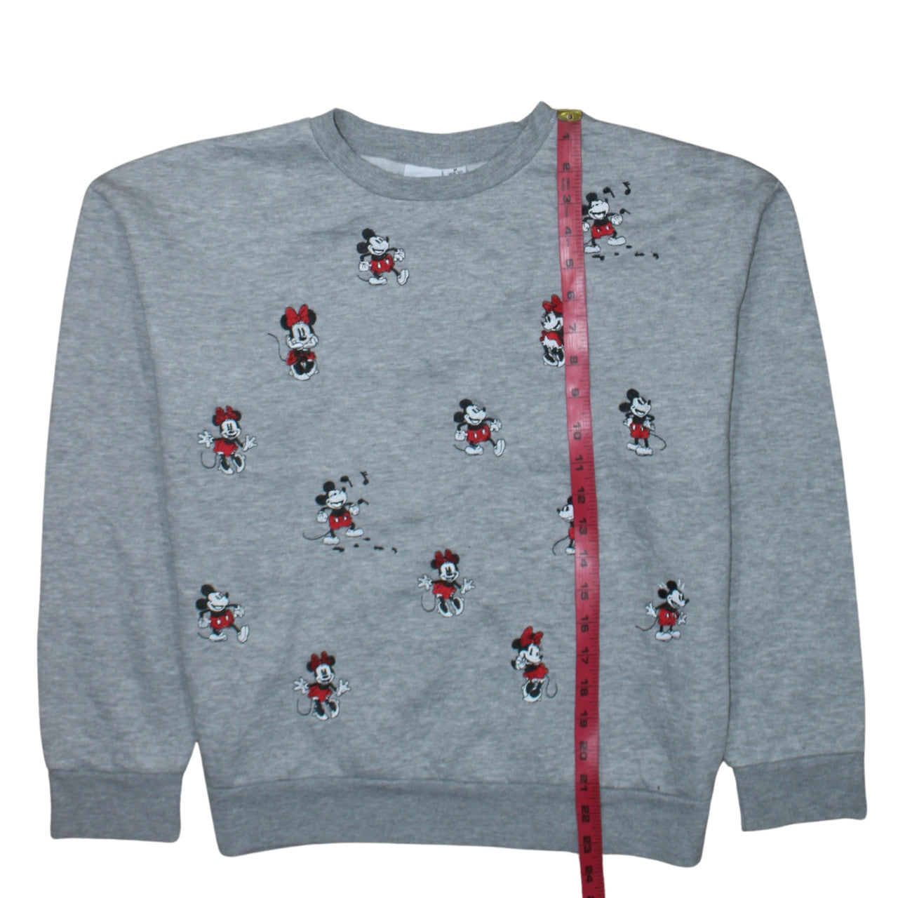 Disney Women's Grey Mickey & Minnie Crew Neck Sweatshirt Size M