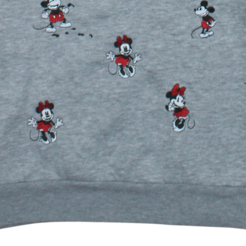 Disney Women's Grey Mickey & Minnie Crew Neck Sweatshirt Size M