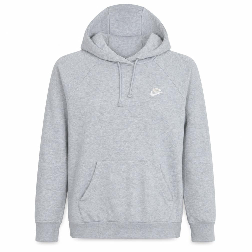 Front view of Nike Women’s Grey Small Pullover Hoodie with Logo