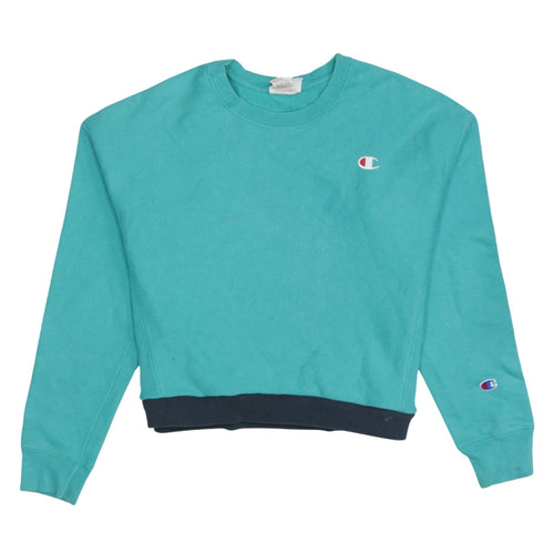 Champion Womens Teal Reverse Weave Sweatshirt Medium Crew Neck Cotton Blend