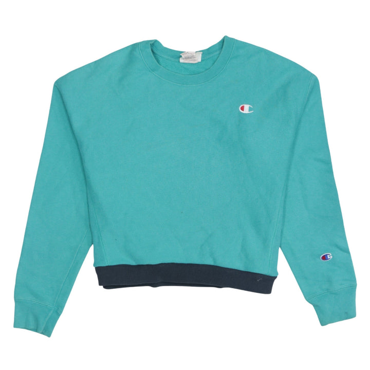 Champion Womens Teal Reverse Weave Sweatshirt Medium Crew Neck Cotton Blend