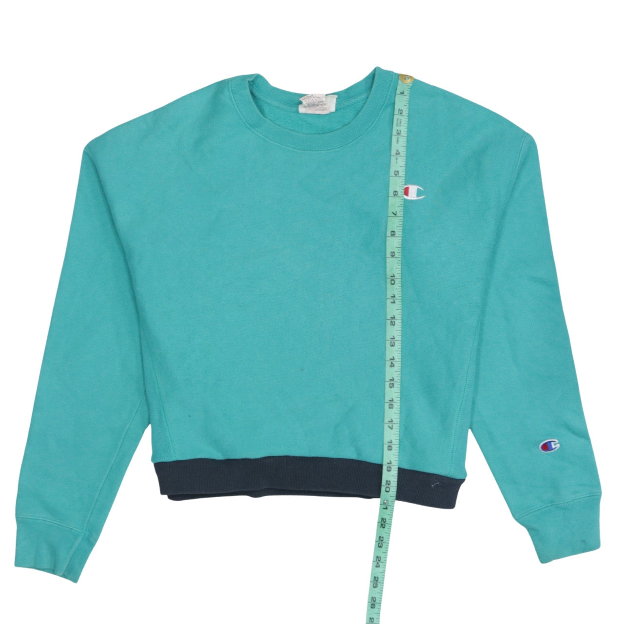 Champion Womens Teal Reverse Weave Sweatshirt Medium Crew Neck Cotton Blend