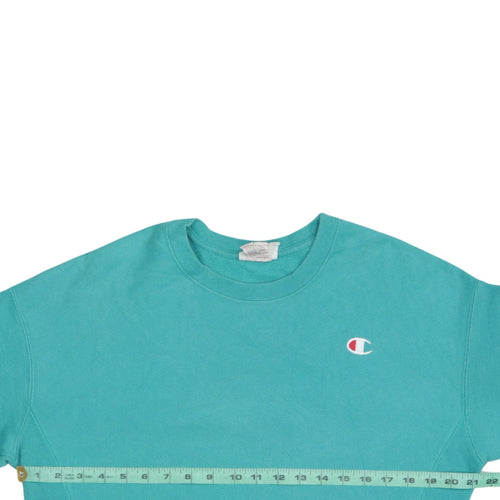 Champion Womens Teal Reverse Weave Sweatshirt Medium Crew Neck Cotton Blend