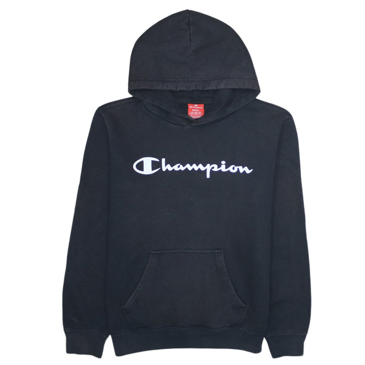 Champion Womens Black Small Pullover Hoodie Logo Print