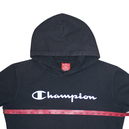 Champion Womens Black Small Pullover Hoodie Logo Print