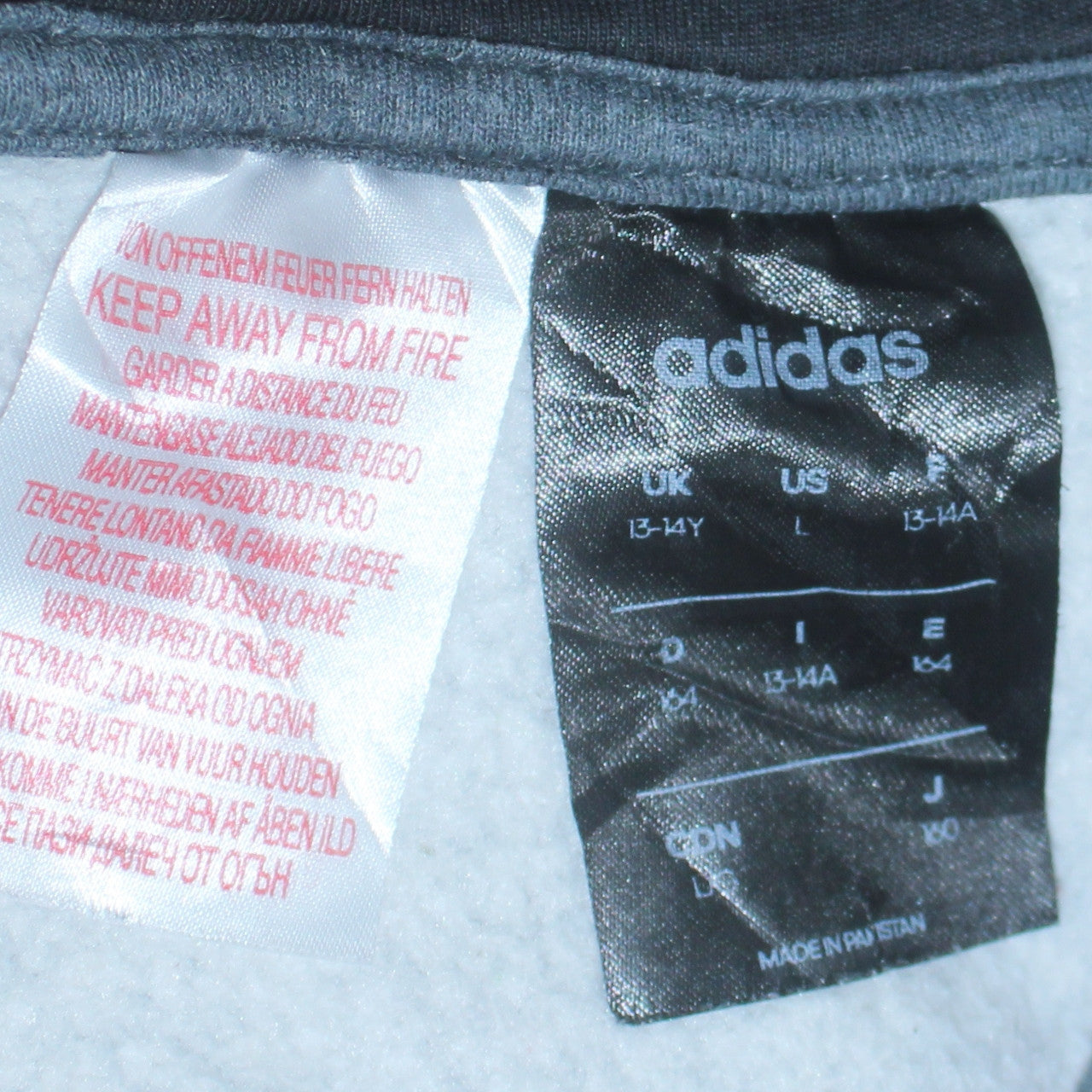 Adidas Boys Grey Full Zip Fleece Hoodie Size 13-14 Years