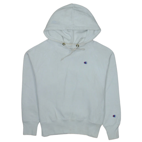 Champion Women White Small Pullover Hoodie Reverse Weave Cotton Blend