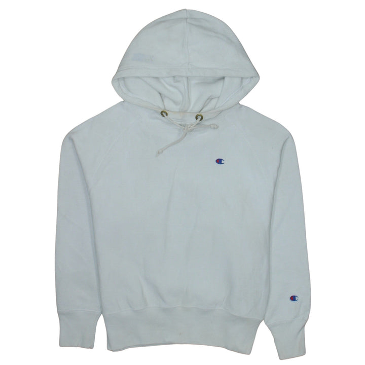 Champion Women White Small Pullover Hoodie Reverse Weave Cotton Blend