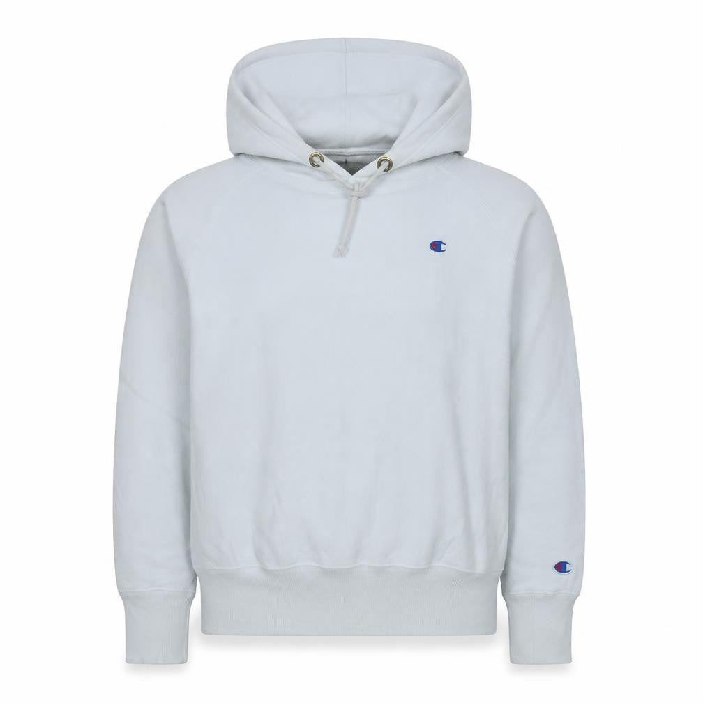 Front view of Champion Women White Small Pullover Hoodie Reverse Weave Cotton Blend