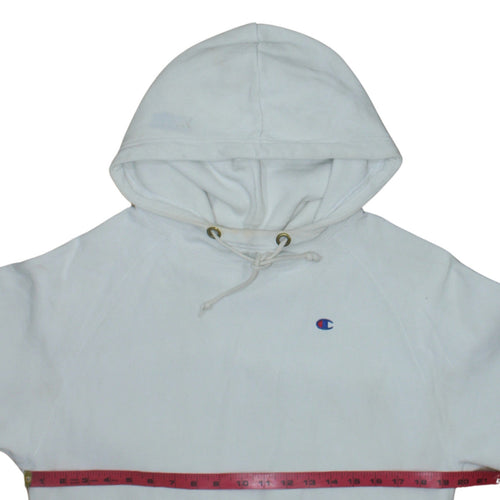 Champion Women White Small Pullover Hoodie Reverse Weave Cotton Blend