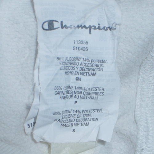 Champion Women White Small Pullover Hoodie Reverse Weave Cotton Blend