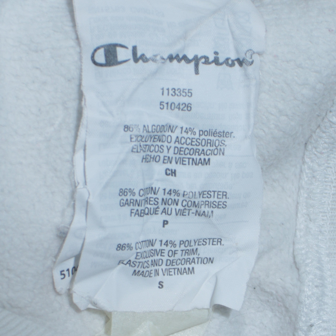 Champion Women White Small Pullover Hoodie Reverse Weave Cotton Blend
