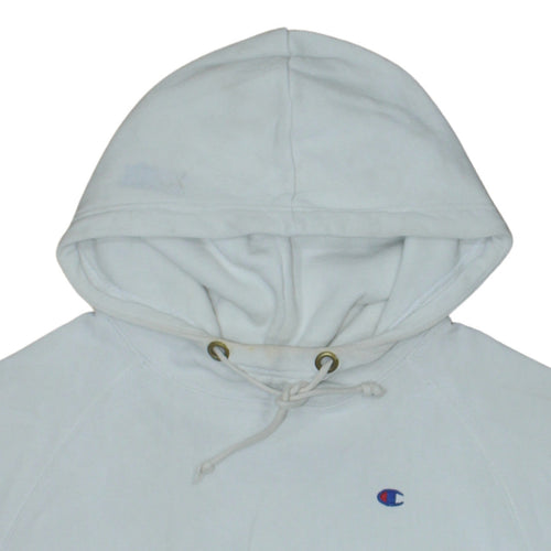 Champion Women White Small Pullover Hoodie Reverse Weave Cotton Blend