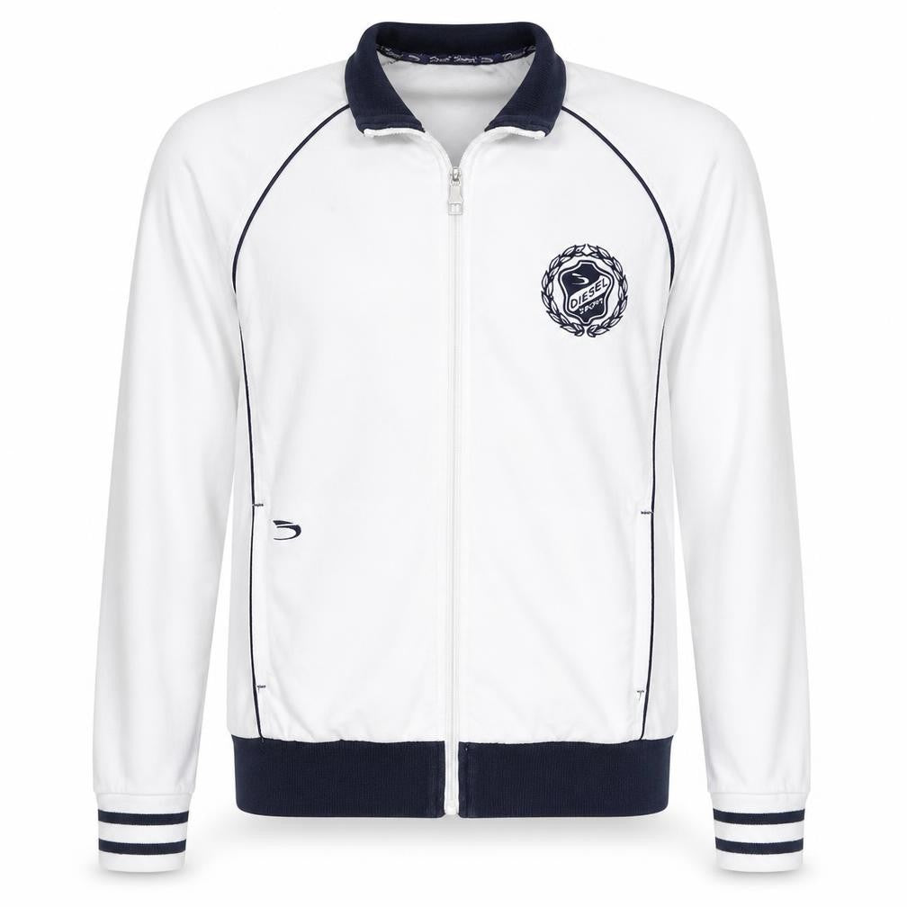 Diesel Men's White Track Jacket M Sports Zip Athletic Top