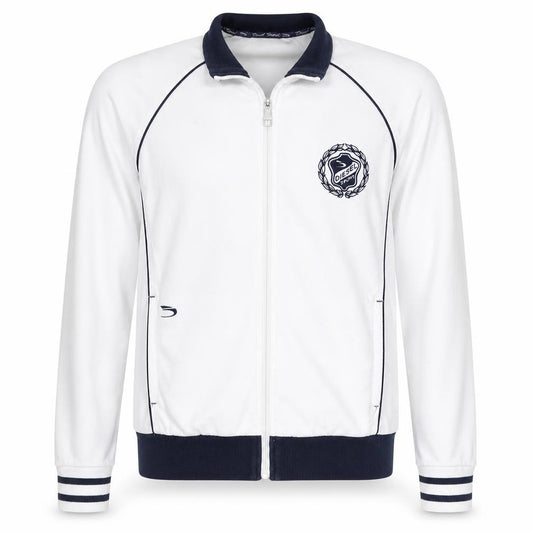 Front view of Diesel Men's White Track Jacket M Sports Zip Athletic Top
