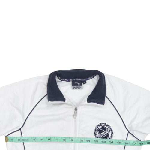 Diesel Men's White Track Jacket M Sports Zip Athletic Top