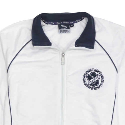 Diesel Men's White Track Jacket M Sports Zip Athletic Top