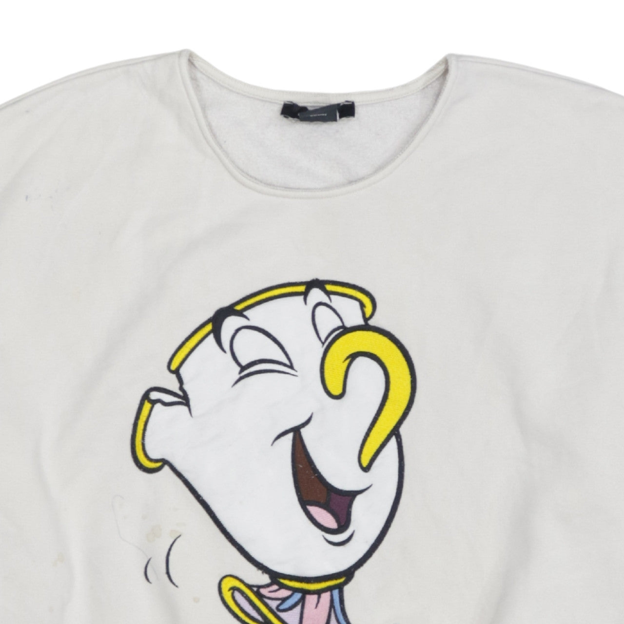 Bershka Disney Women White Chip Sweatshirt Size M Pullover Cotton Blend