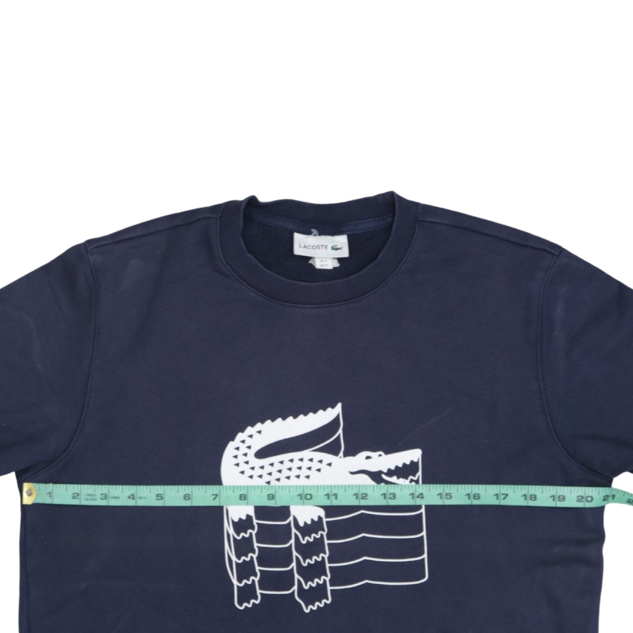Lacoste Men's Blue Crew Neck Graphic Logo Pullover Sweatshirt M