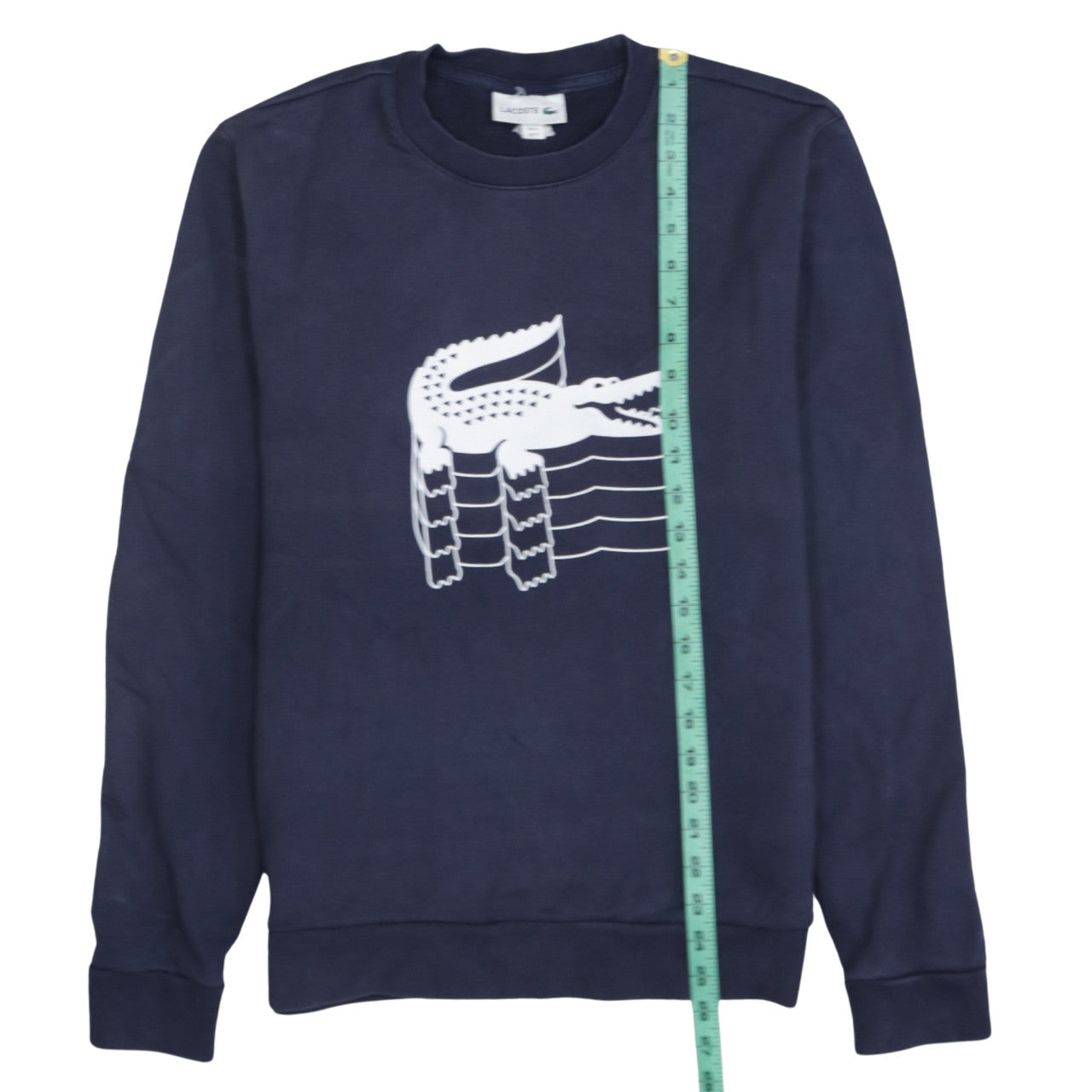 Lacoste Men's Blue Crew Neck Graphic Logo Pullover Sweatshirt M