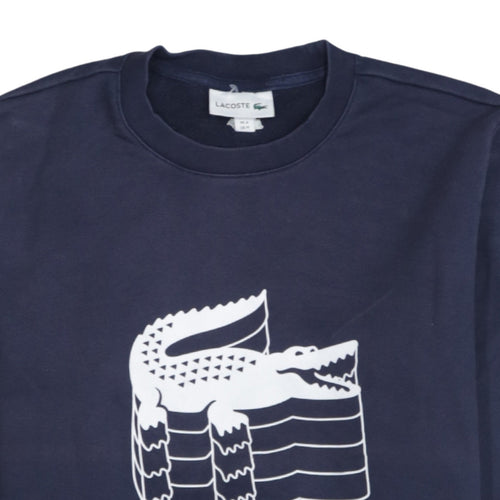 Lacoste Men's Blue Crew Neck Graphic Logo Pullover Sweatshirt M