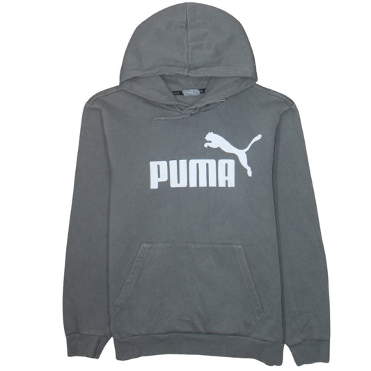 Puma Men's Grey Pullover Hoodie Size S Logo Fleece Sweatshirt