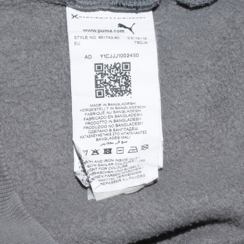 Puma Men's Grey Pullover Hoodie Size S Logo Fleece Sweatshirt