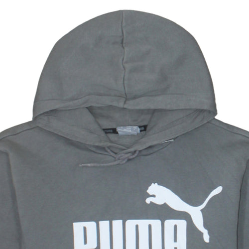 Puma Men's Grey Pullover Hoodie Size S Logo Fleece Sweatshirt