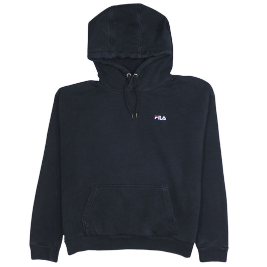Fila Women's Black Medium Pullover Hoodie Cotton Blend Hooded Sweatshirt