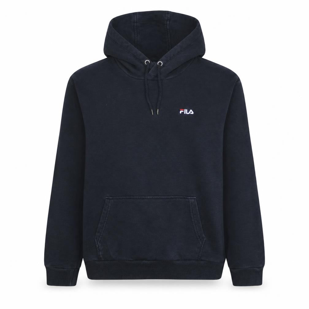 Front view of Fila Women's Black Medium Pullover Hoodie Cotton Blend Hooded Sweatshirt