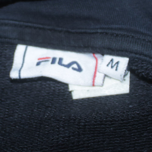 Fila Women's Black Medium Pullover Hoodie Cotton Blend Hooded Sweatshirt