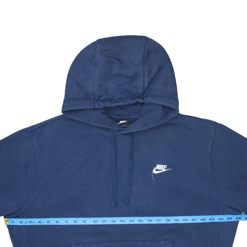 Nike Men Blue Pullover Hoodie L Fleece Logo Sportswear