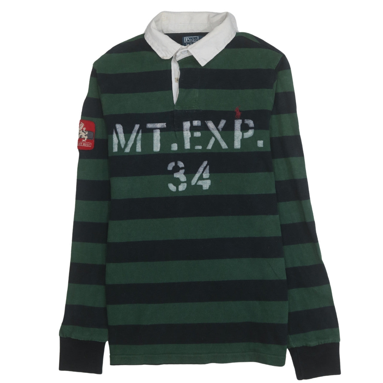 Ralph Lauren Men's Green Striped Slim Fit Rugby Sweatshirt M
