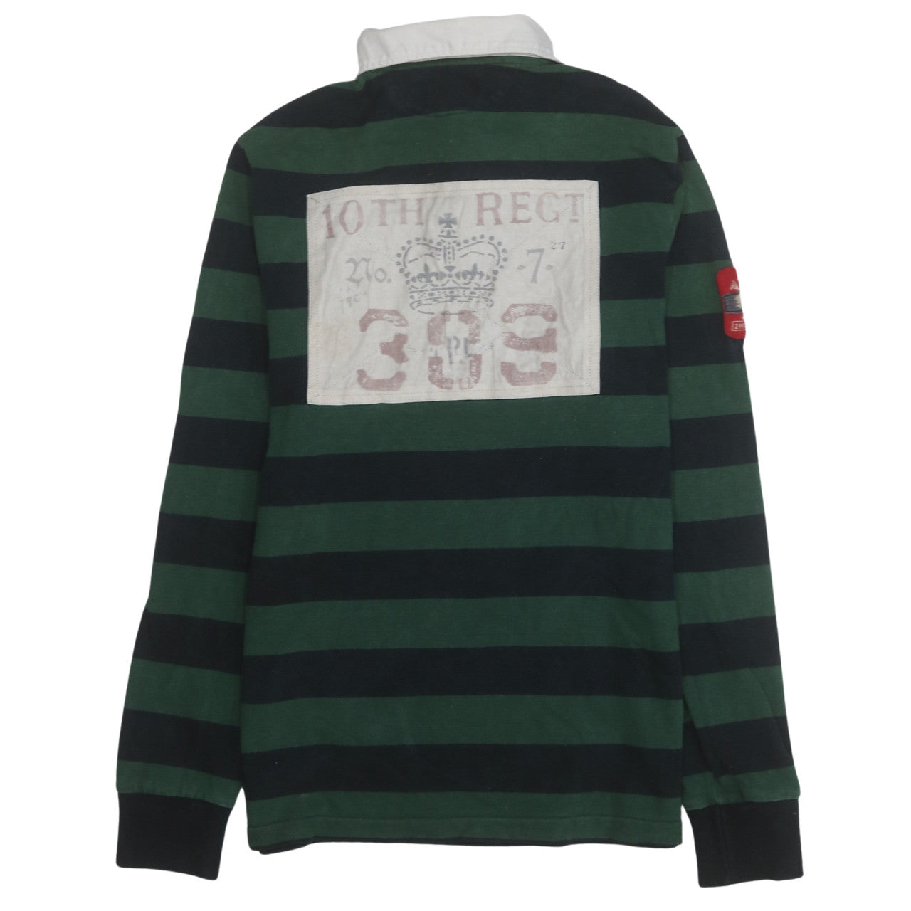 Ralph Lauren Men's Green Striped Slim Fit Rugby Sweatshirt M