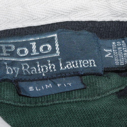 Ralph Lauren Men's Green Striped Slim Fit Rugby Sweatshirt M