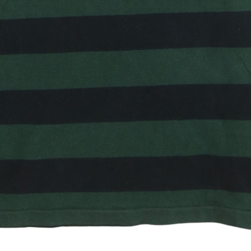 Ralph Lauren Men's Green Striped Slim Fit Rugby Sweatshirt M