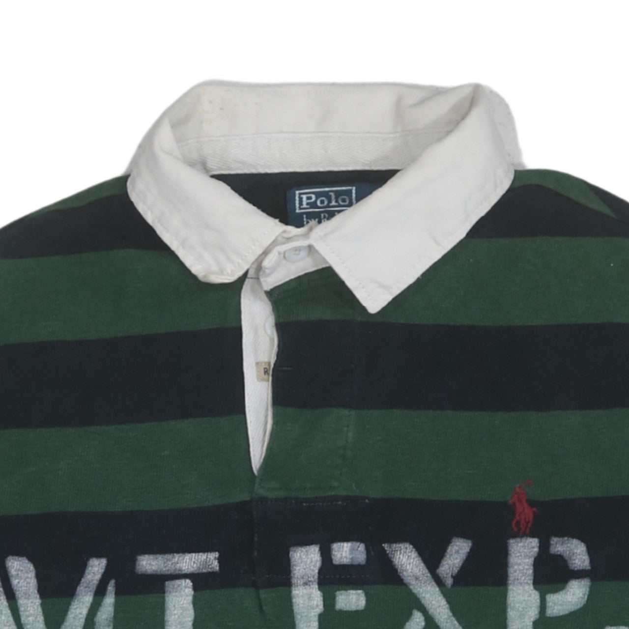 Ralph Lauren Men's Green Striped Slim Fit Rugby Sweatshirt M