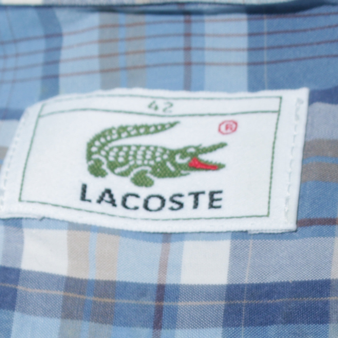 Lacoste Men's Blue Checked Button-Down Long Sleeve Cotton Shirt 16.5
