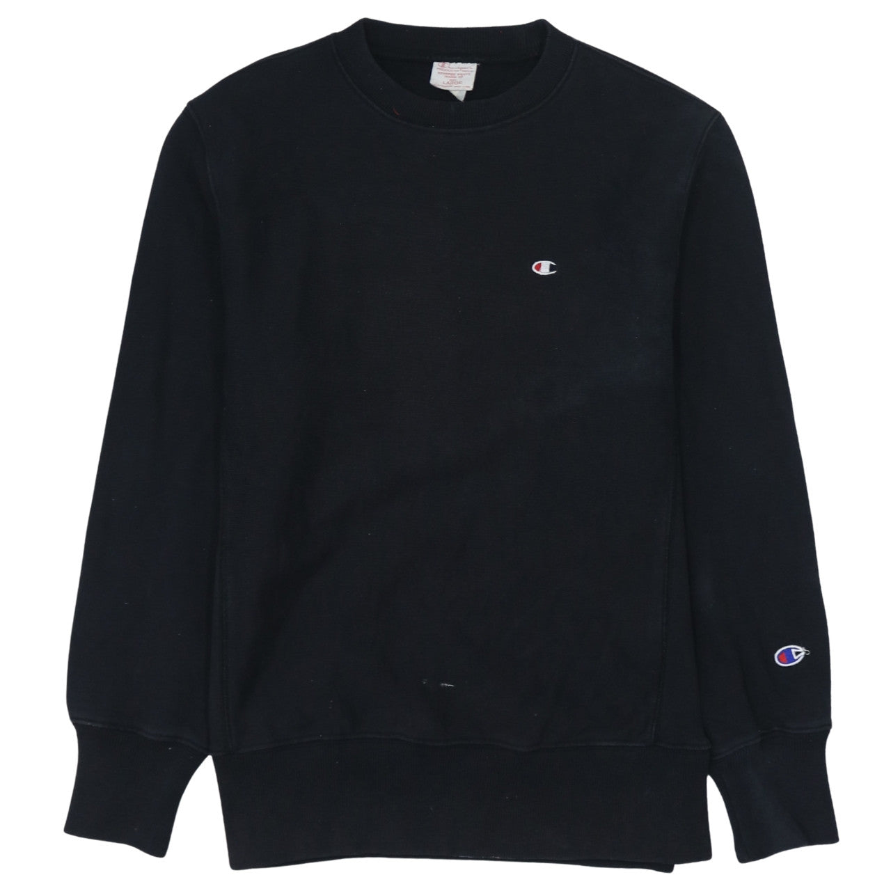 Champion Men Black Large Pullover Crew Neck Sweatshirt
