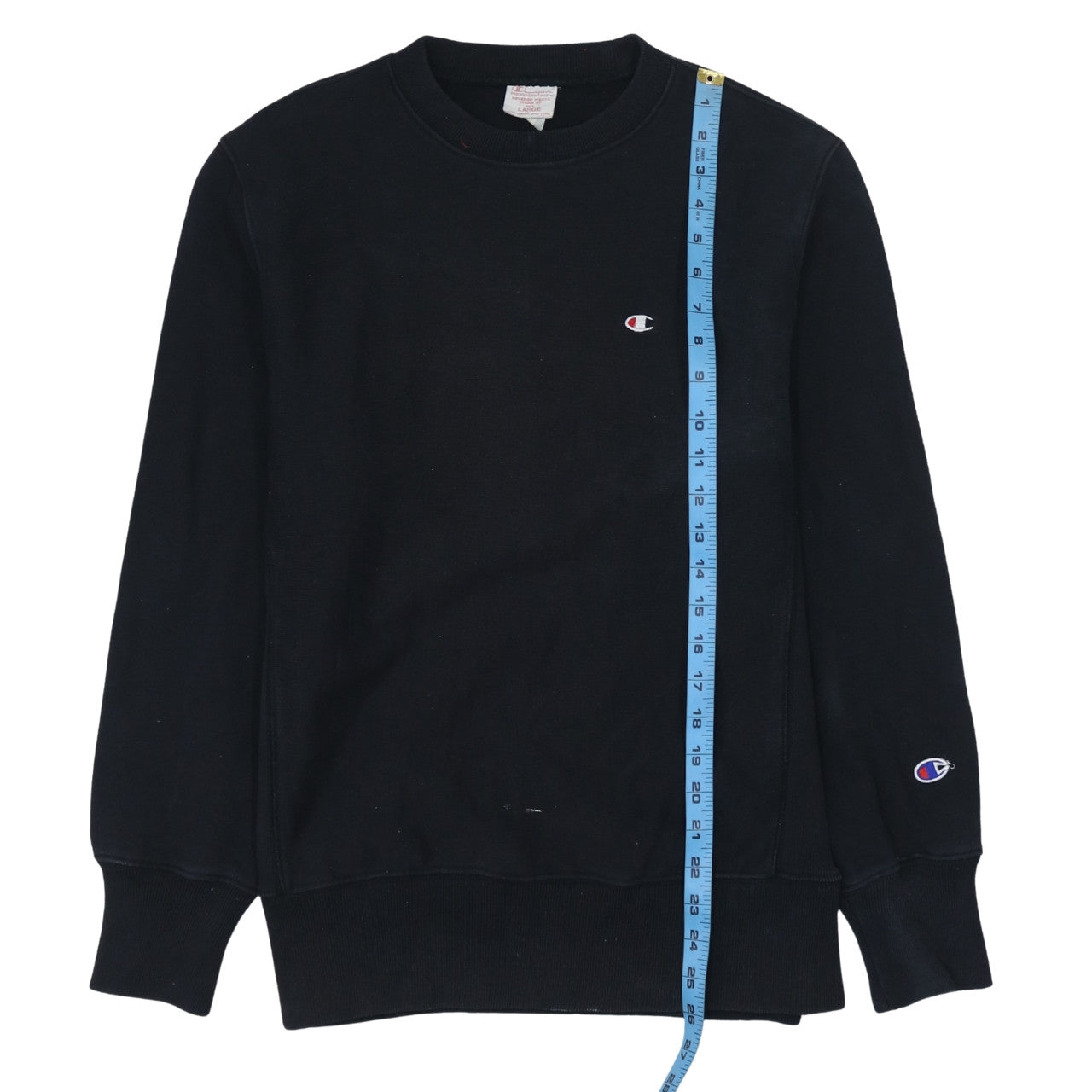 Champion Men Black Large Pullover Crew Neck Sweatshirt