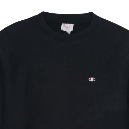 Champion Men Black Large Pullover Crew Neck Sweatshirt