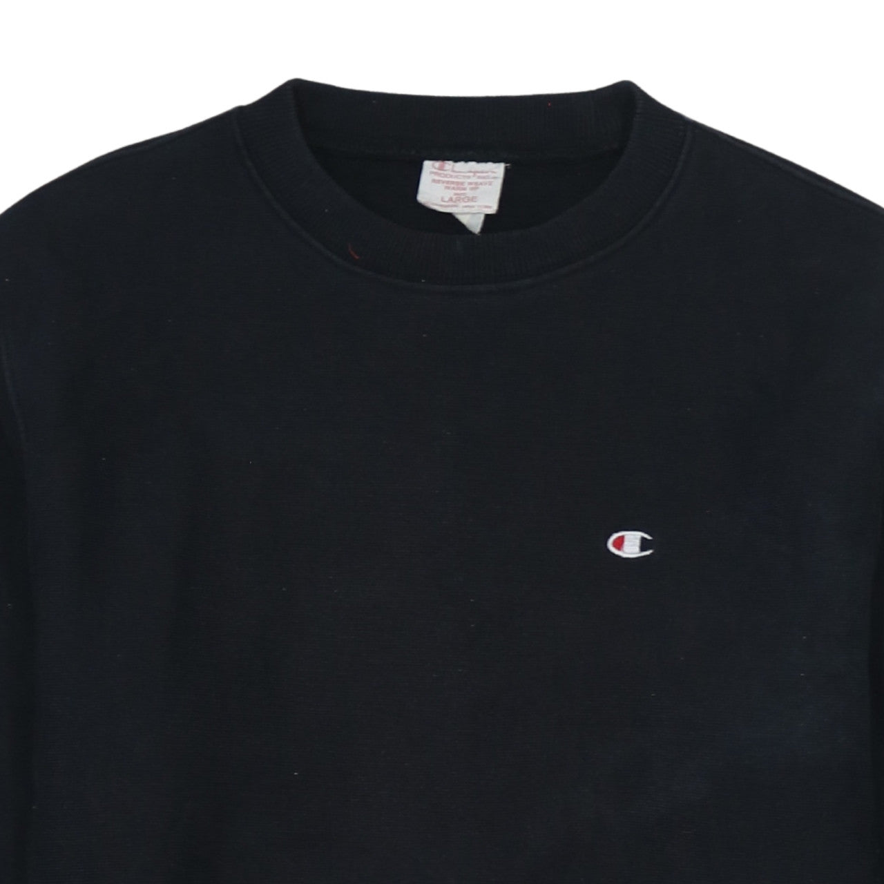 Champion Men Black Large Pullover Crew Neck Sweatshirt