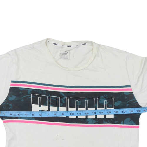 Puma Women’s White Logo T-Shirt Size 10 Casual Cotton